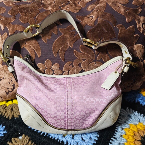 2004 Vintage Coach y2k pink and Gold Soho Hobo Shoulder Bag Purse - Picture 1 of 6